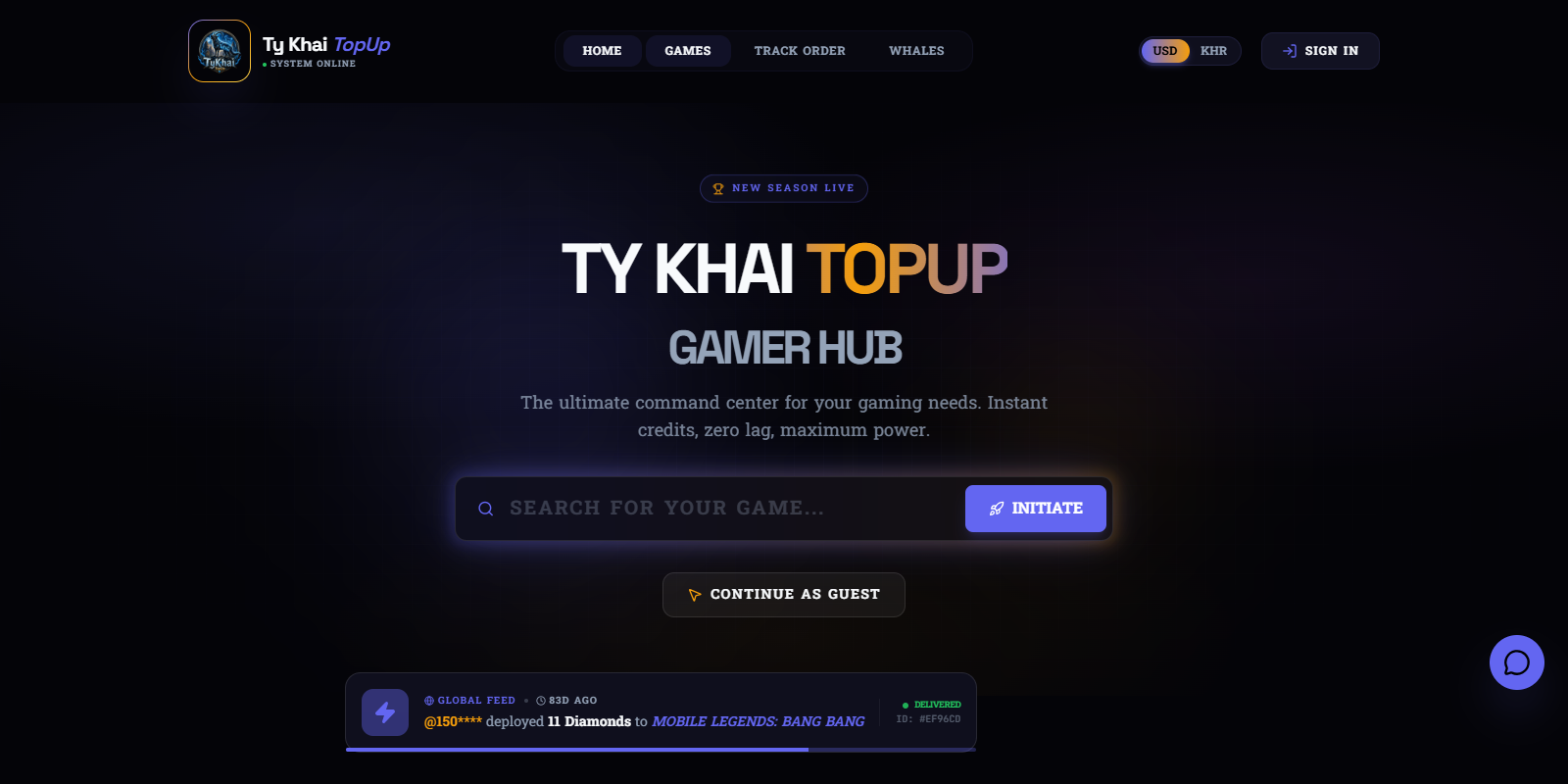 Ty Khai TopUp — Game Top-Up Store — screenshot